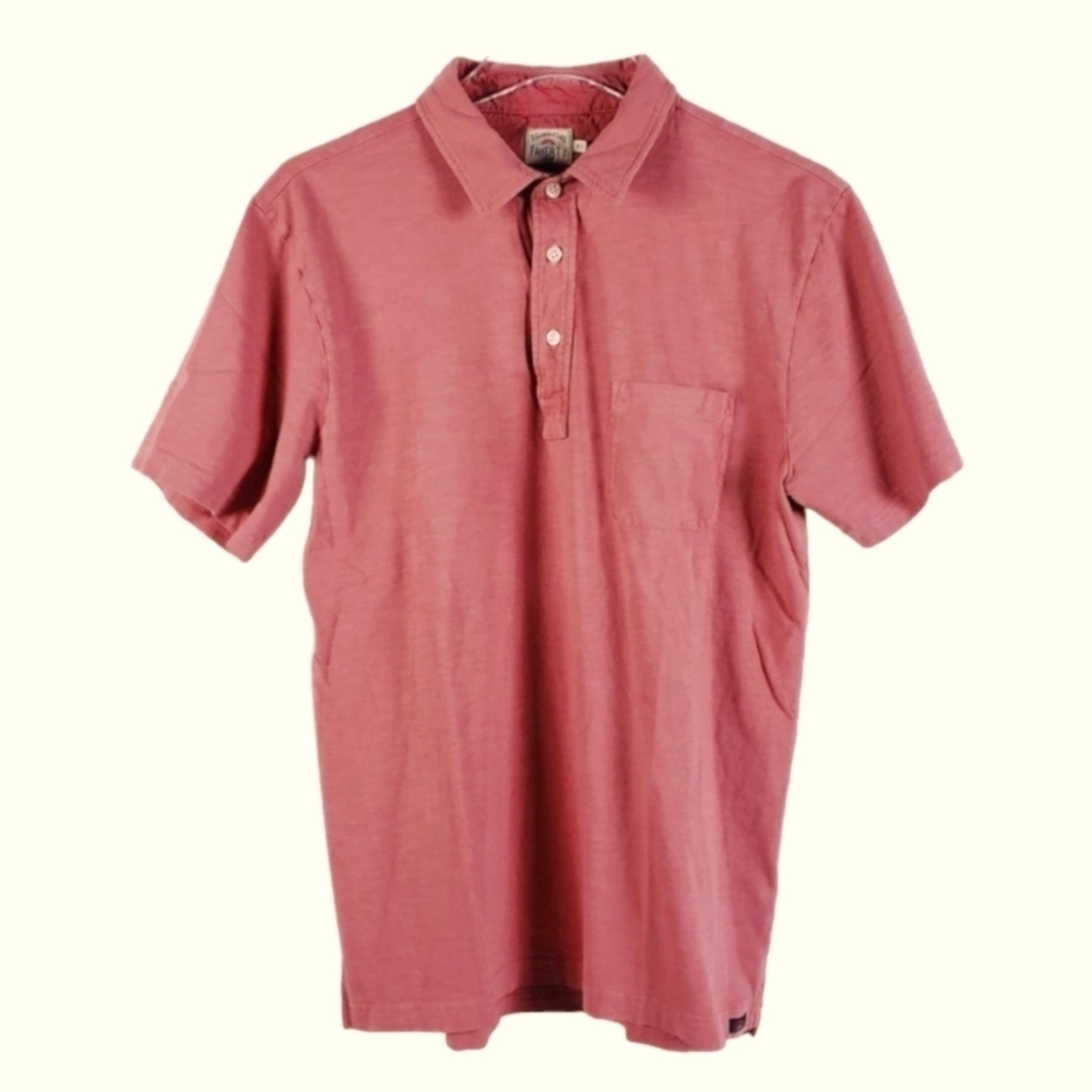 Faherty Distress Look Salmon Pink‎ Button Up Collared Polo Shirt